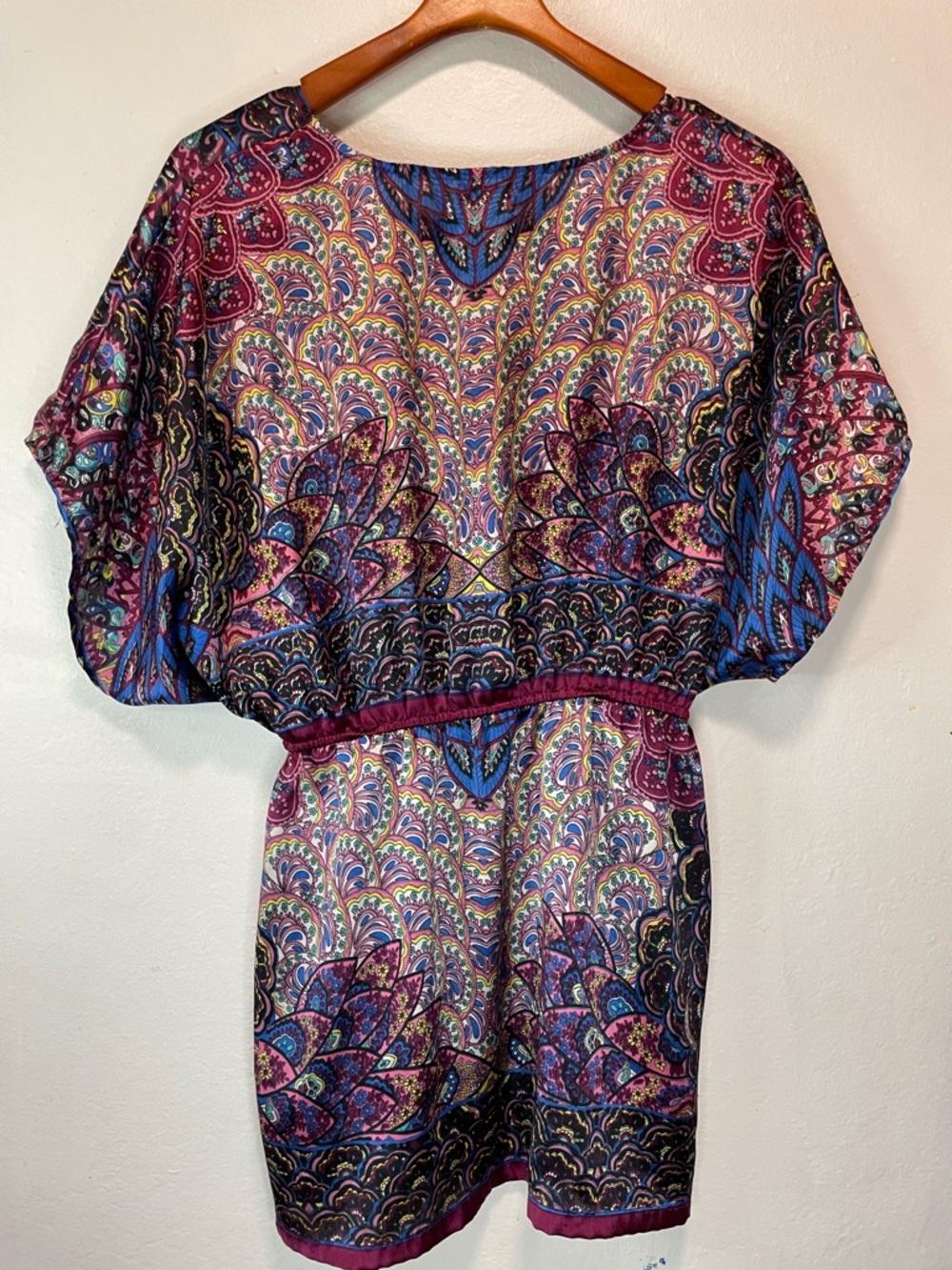 Pinky Multicolor Paisley V-Neck Tunic - Purple, Blue, Pink - Picture 3 of 5